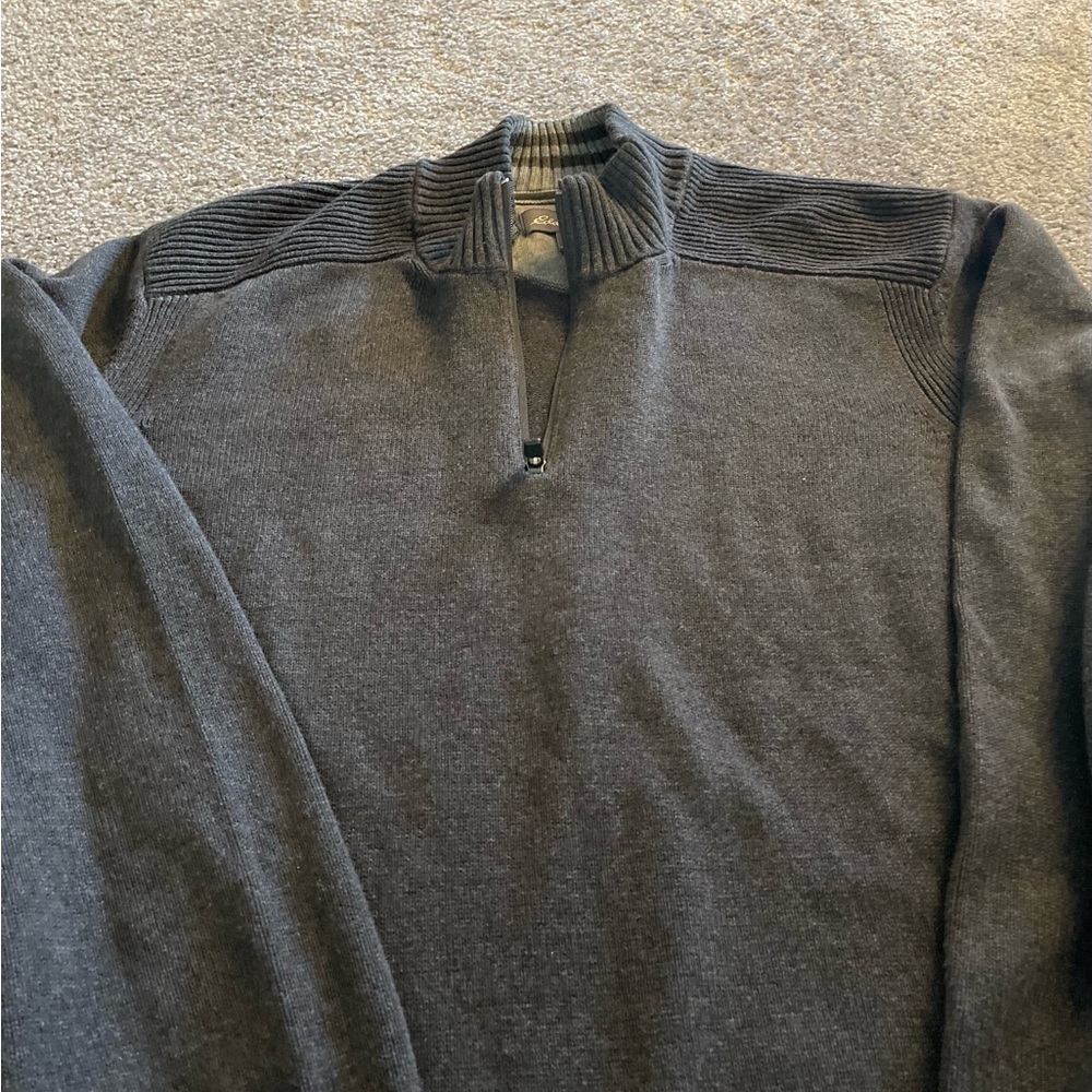 Eddie Bauer 3XL Quarter-Zip Knit Sweater Charcoal Grey Men’s Pullover